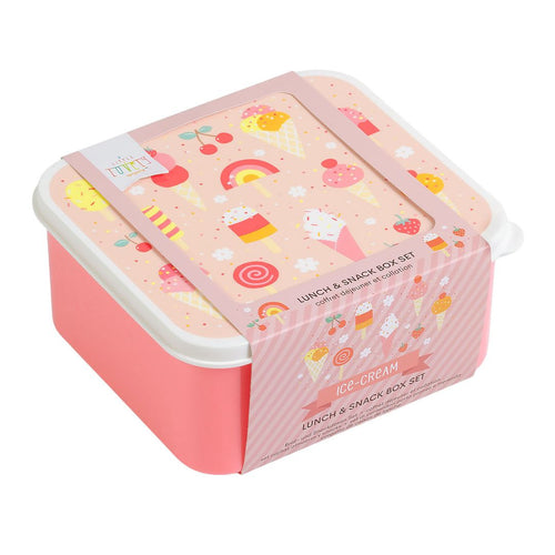 A little lovely company Σετ 4 δοχεία φαγητού Lunch &amp; Snack Box "Ice-cream"