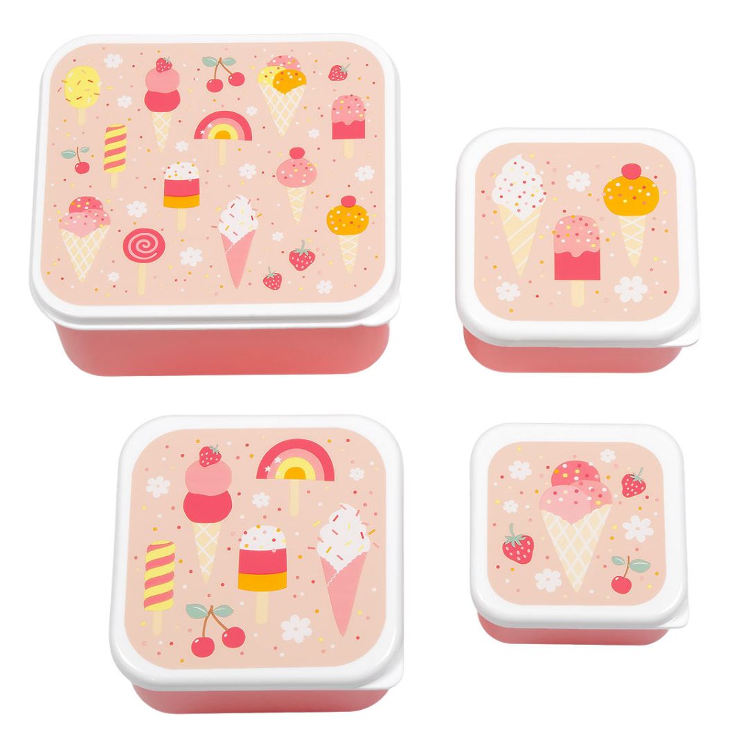 A little lovely company Σετ 4 δοχεία φαγητού Lunch &amp; Snack Box "Ice-cream"