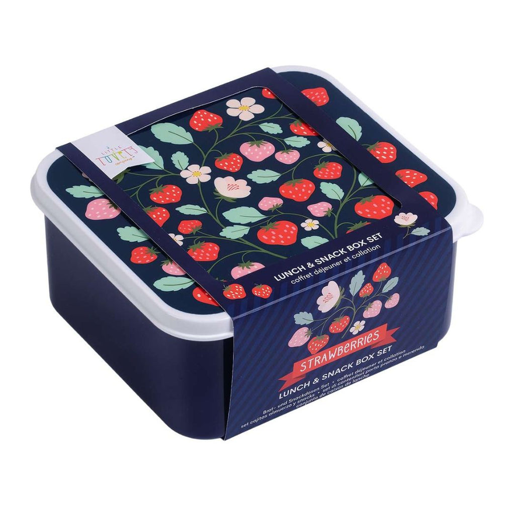 A little lovely company Σετ 4 δοχεία φαγητού Lunch &amp; Snack Box "Strawberries" SBSEST60