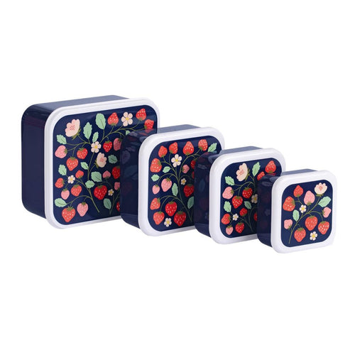 A little lovely company Σετ 4 δοχεία φαγητού Lunch &amp; Snack Box "Strawberries" SBSEST60
