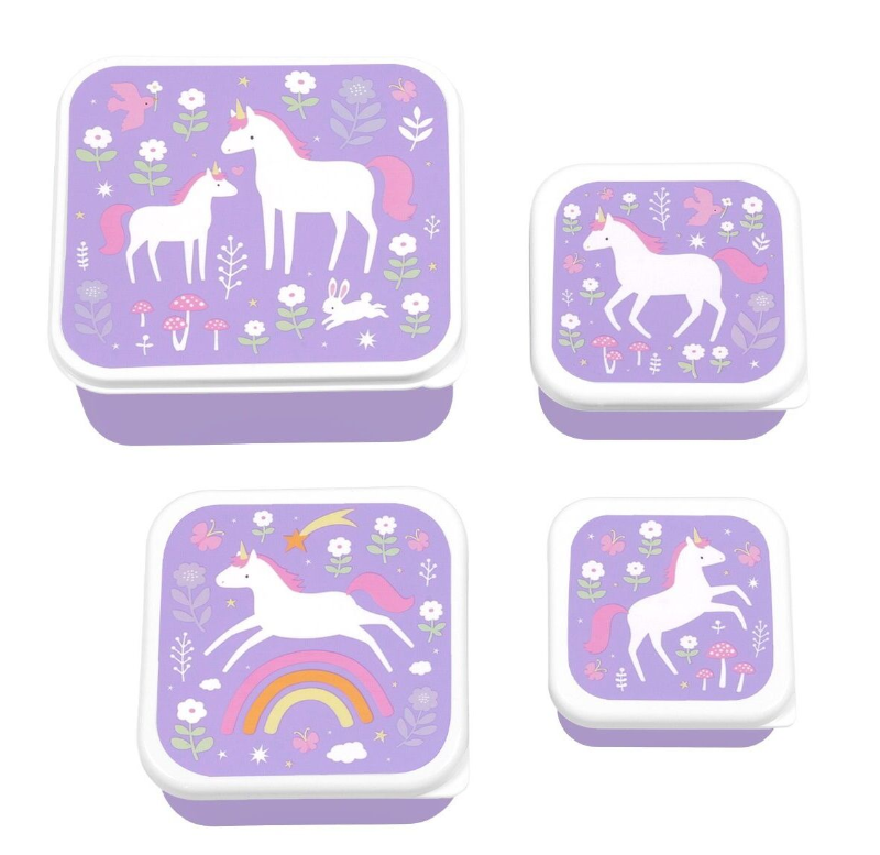 A little lovely company Σετ 4 δοχεία φαγητού Lunch &amp; Snack Box Unicorn Dreams SBSEUD73