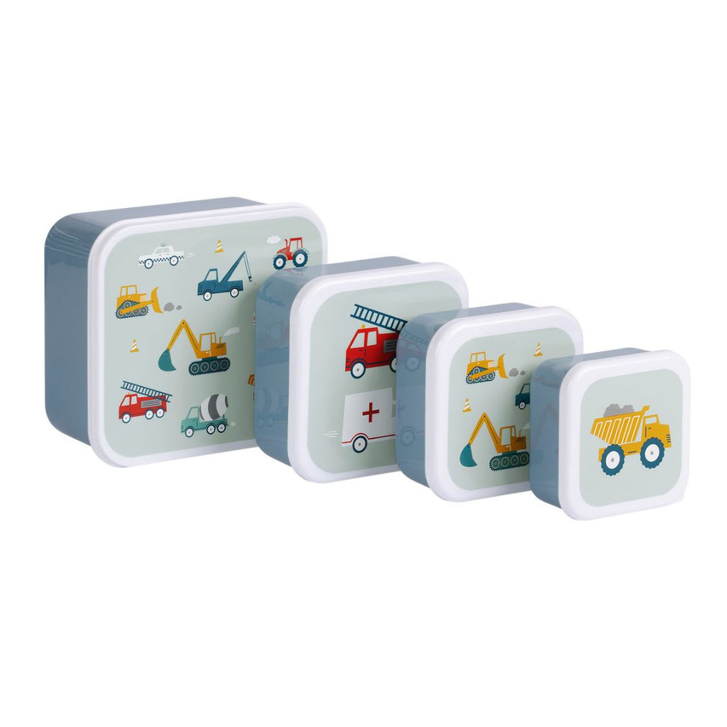 A little lovely company Σετ 4 δοχεία φαγητού Lunch &amp; Snack Box "Vehicles" SBSEVE58