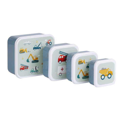 A little lovely company Σετ 4 δοχεία φαγητού Lunch &amp; Snack Box "Vehicles" SBSEVE58
