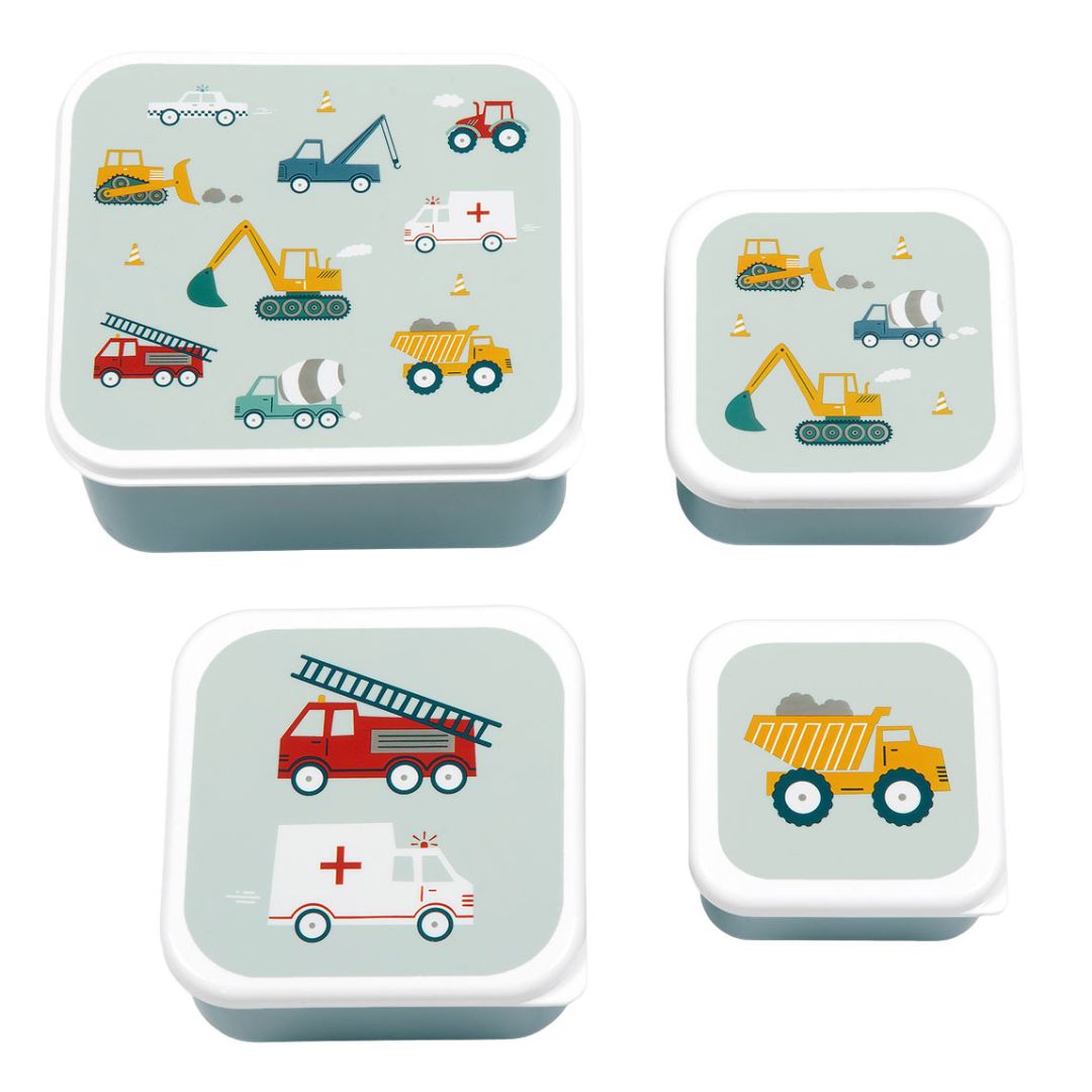 A little lovely company Σετ 4 δοχεία φαγητού Lunch &amp; Snack Box "Vehicles" SBSEVE58