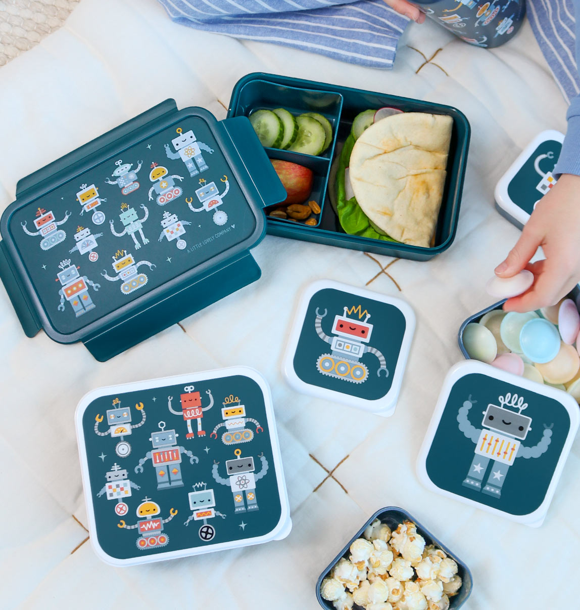 A little lovely company: Δοχείο φαγητού Bento με χωρίσματα- 1,2 L - Robots BBROBU82