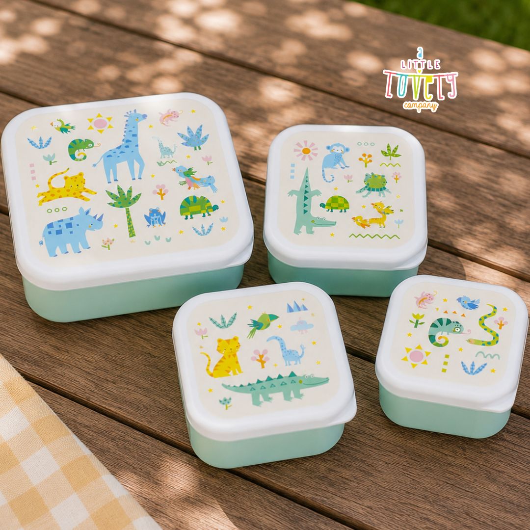 A little lovely company: Σετ 4 δοχεία φαγητού Lunch &amp; Snack Box -Jungle SBSEJUMI87