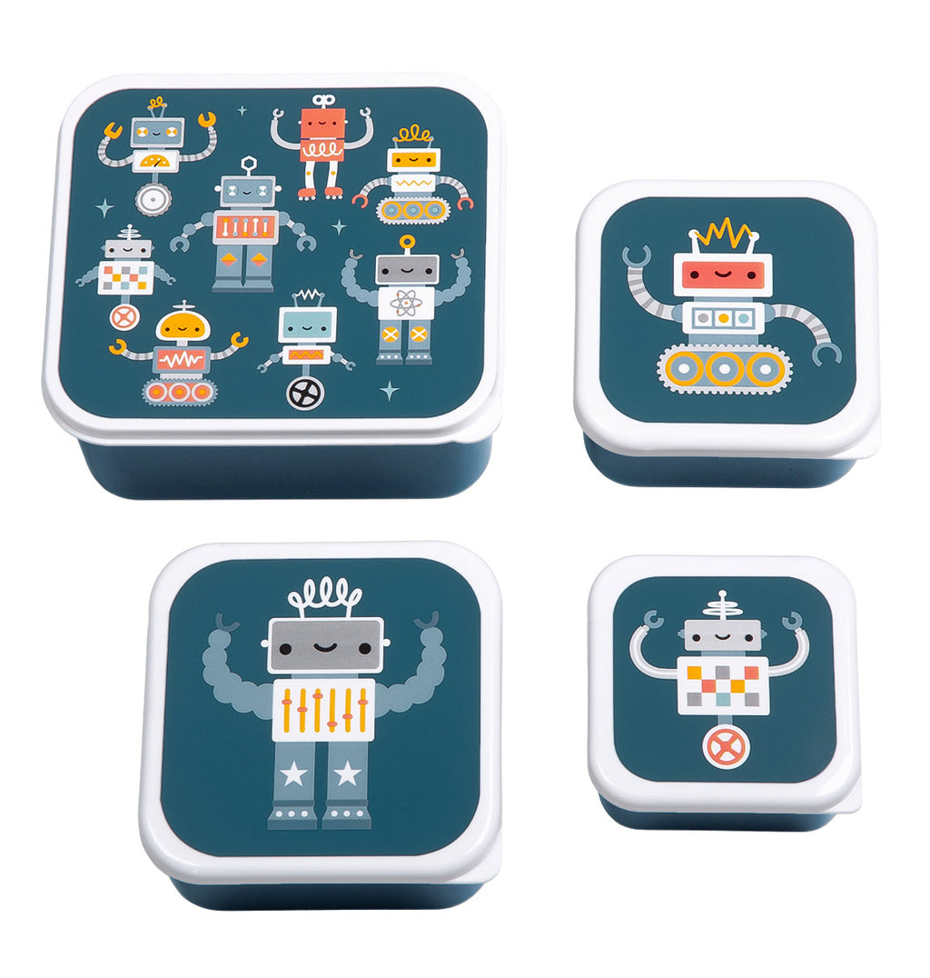 A little lovely company: Σετ 4 δοχεία φαγητού Lunch &amp; Snack Box -Robots SBSERO86