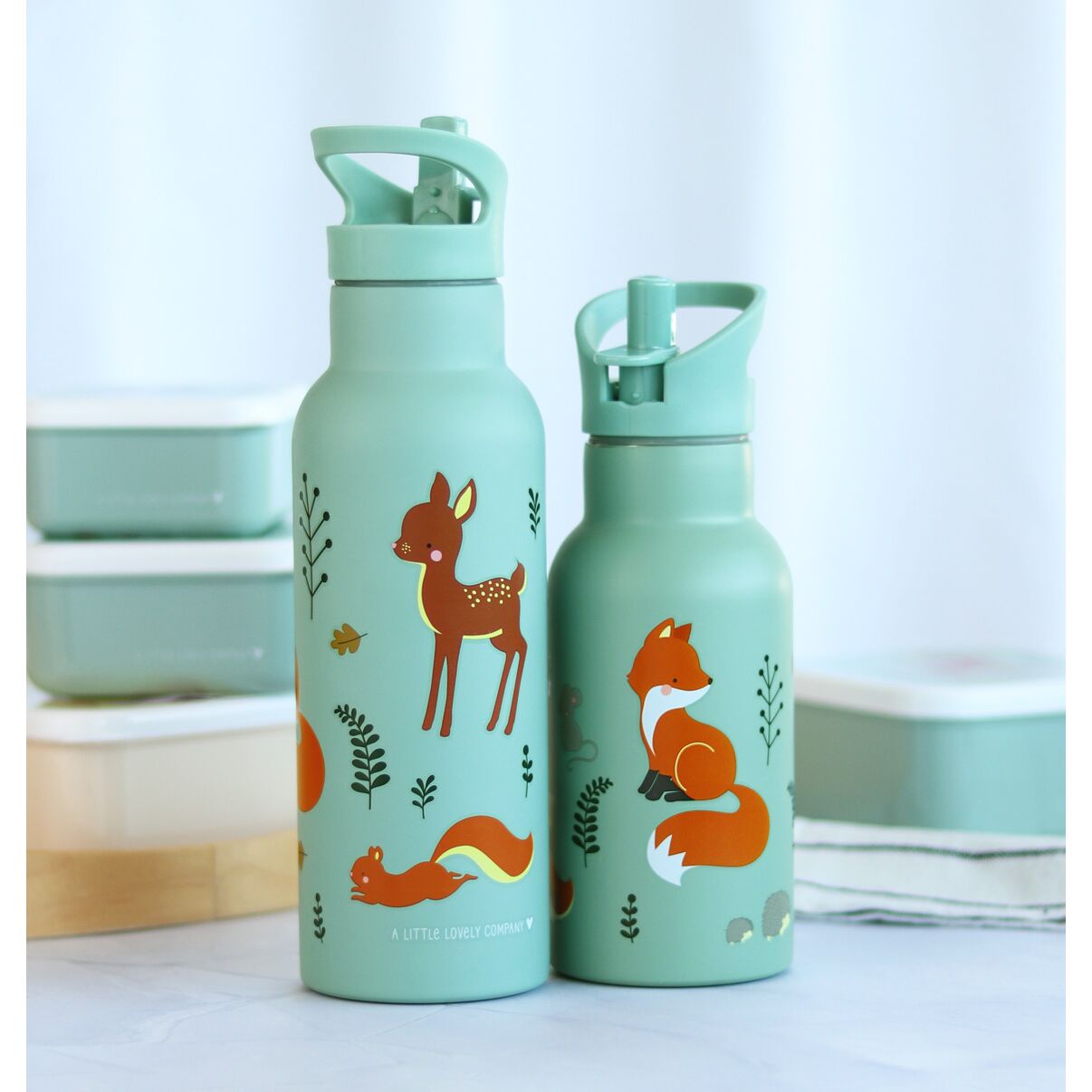 A Little Lovely Company XL Μπουκάλι θερμός με διπλό τοίχωμα από ανοξείδωτο ατσάλι 500ml Forest Friends DBSXFF73