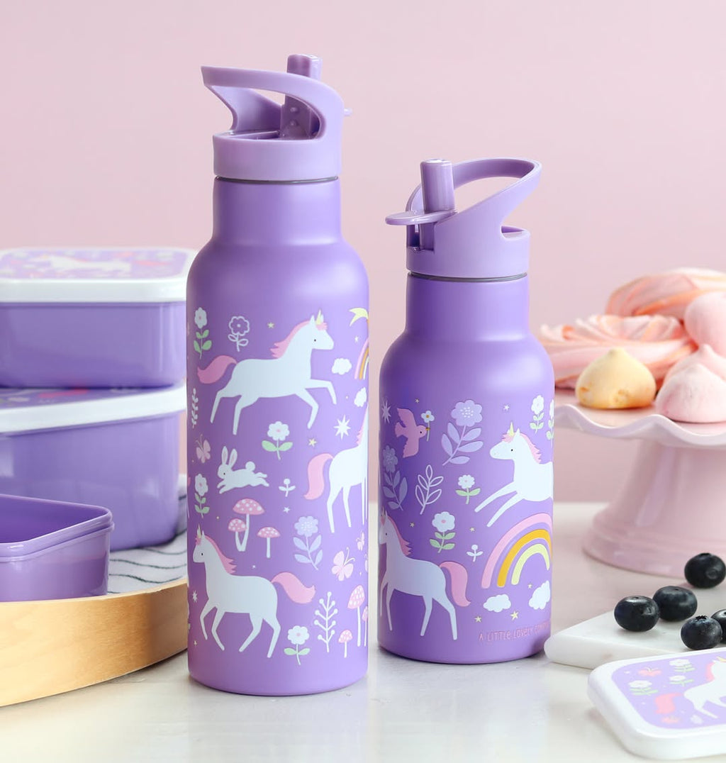 A Little Lovely Company: XL Μπουκάλι με διπλό τοίχωμα από ανοξείδωτο ατσάλι 500ml Unicorn Dreams DBSXUD80