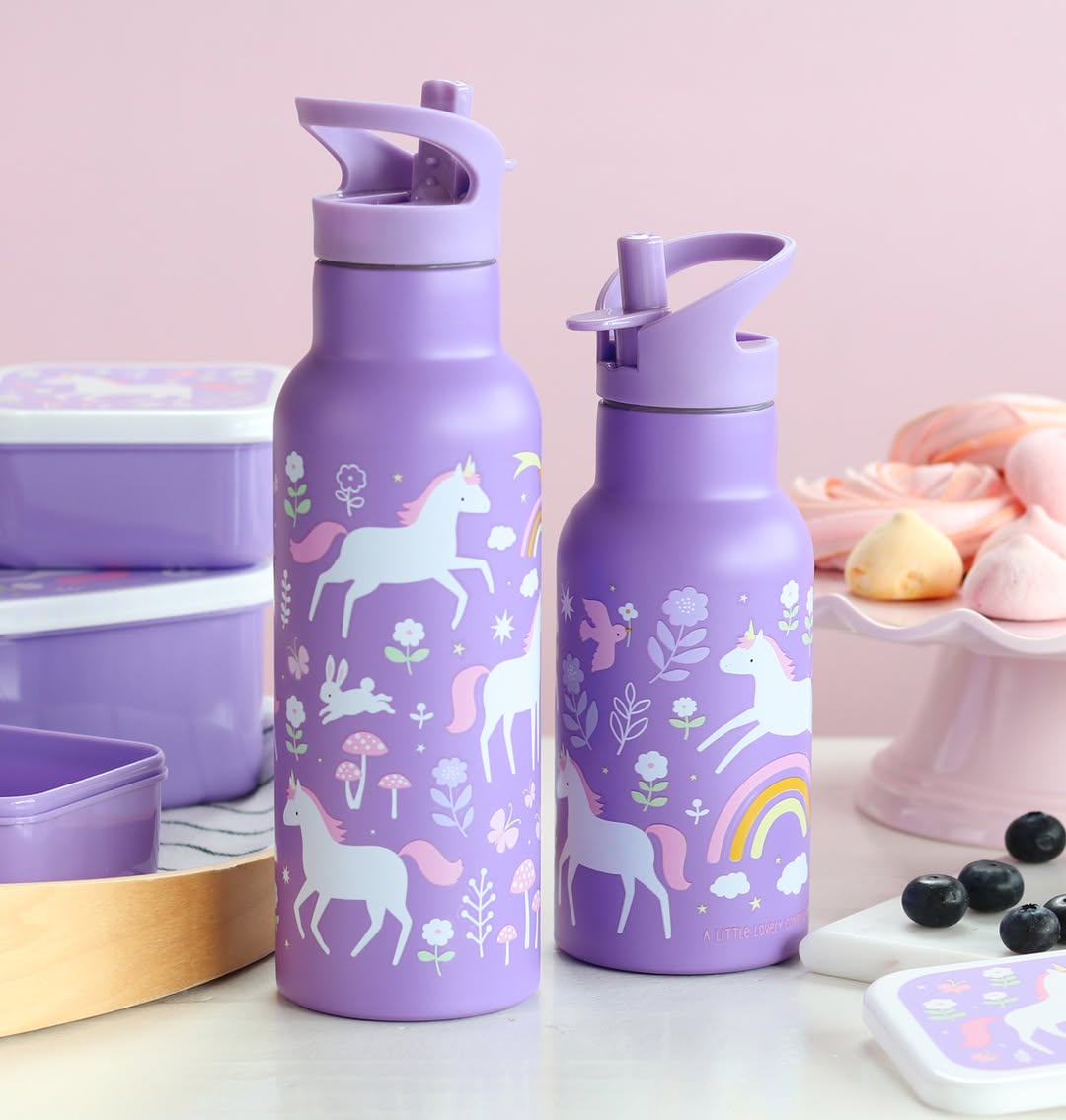 A Little Lovely Company: XL Μπουκάλι με διπλό τοίχωμα από ανοξείδωτο ατσάλι 500ml Unicorn Dreams DBSXUD80
