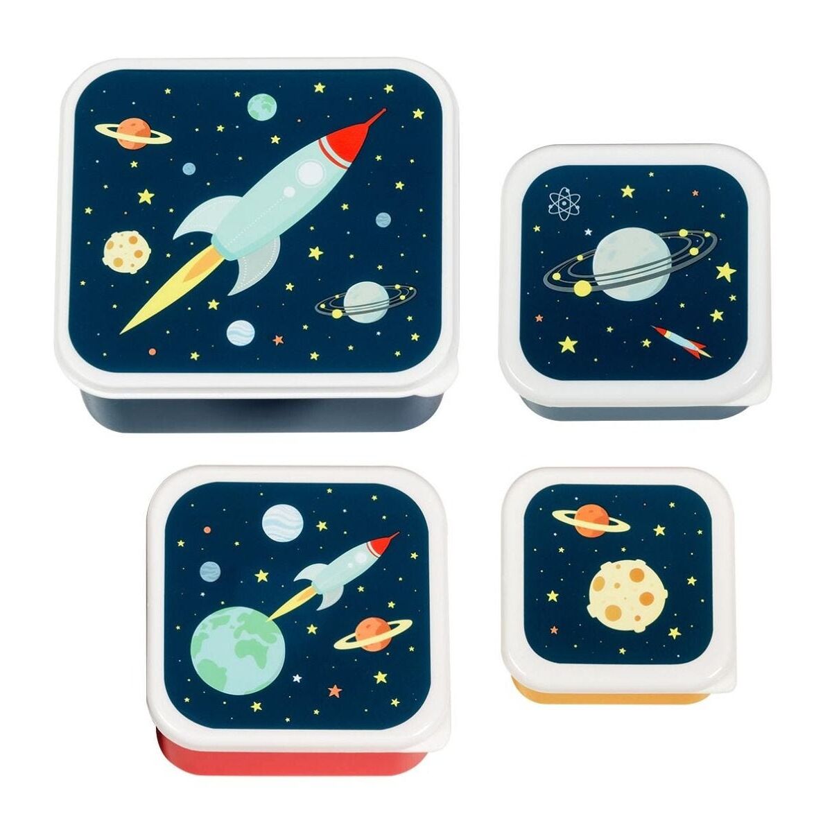 A little lovely company Σετ 4 δοχεία φαγητού Lunch &amp; Snack Box Space SBSESP21