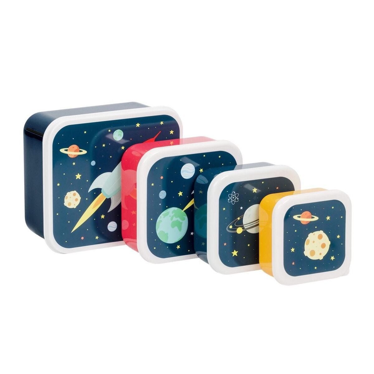 A little lovely company Σετ 4 δοχεία φαγητού Lunch &amp; Snack Box Space SBSESP21