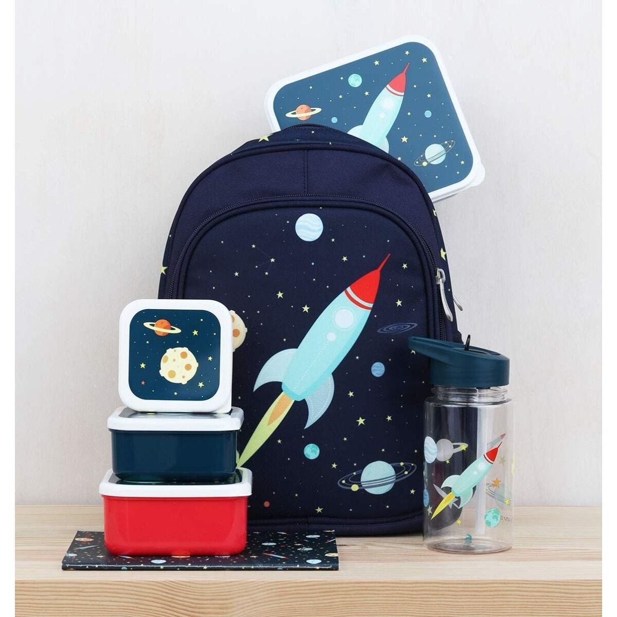 A little lovely company Σετ 4 δοχεία φαγητού Lunch &amp; Snack Box Space SBSESP21