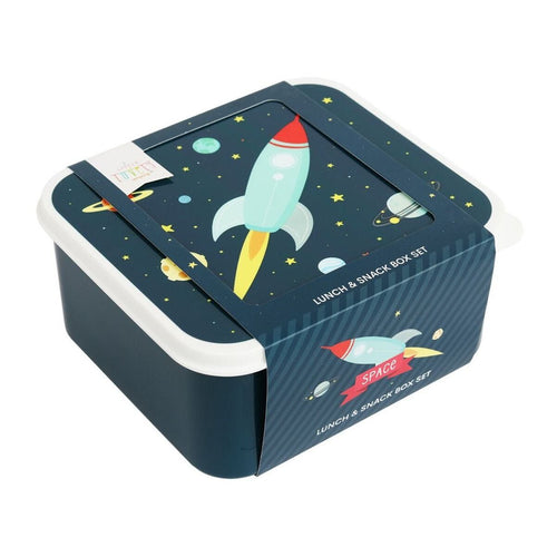A little lovely company Σετ 4 δοχεία φαγητού Lunch &amp; Snack Box Space SBSESP21