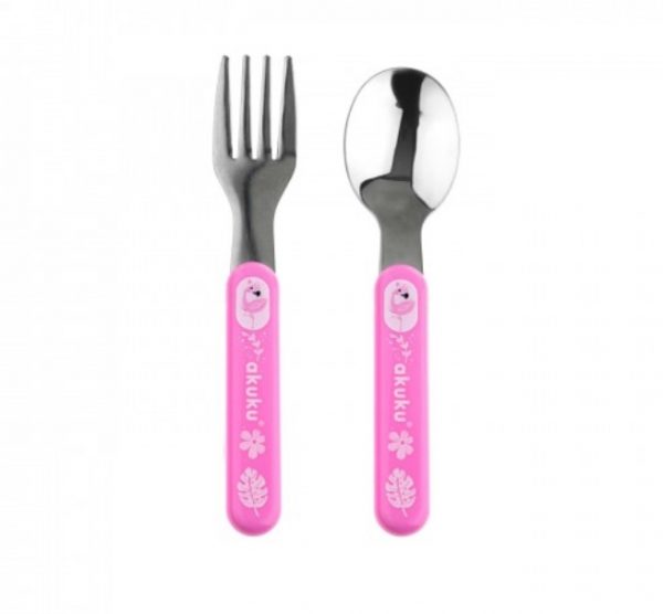 Akuku Σετ κουτάλι και πιρούνι Ανοξείδωτο Ατσάλι (ροζ) A0101