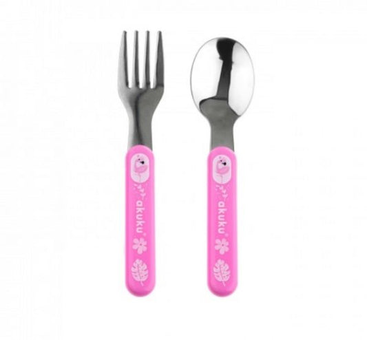 Akuku Σετ κουτάλι και πιρούνι Ανοξείδωτο Ατσάλι (ροζ) A0101