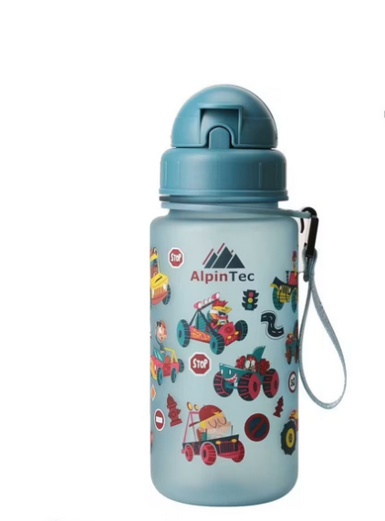 AlpinTec Παγούρι Kids 400Ml  -Με καλαμάκι Glow blue Cars C-400-GBCAR