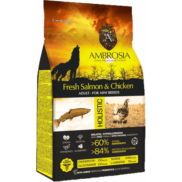 Ambrosia Grain Free Adult Mini Salmon & Chicken (Σολομός & Κοτόπουλο) 2Kg