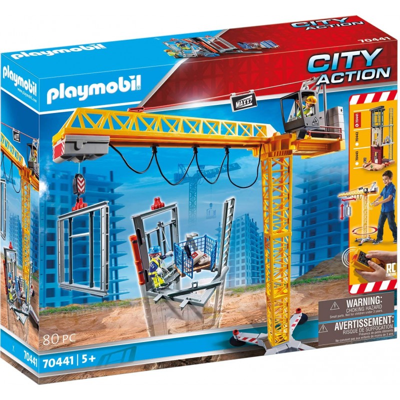 Playmobil Ανυψωτικός Γερανός Βαρέως Τύπου Με Τηλεχειριστήριο Και Σκαλωσιές 70441