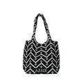 Καθημερινή Υφασμάτινη Shopper Bag Ώμου με Ασπρόμαυρο Γεωμετρικό Σχέδιο | Azade