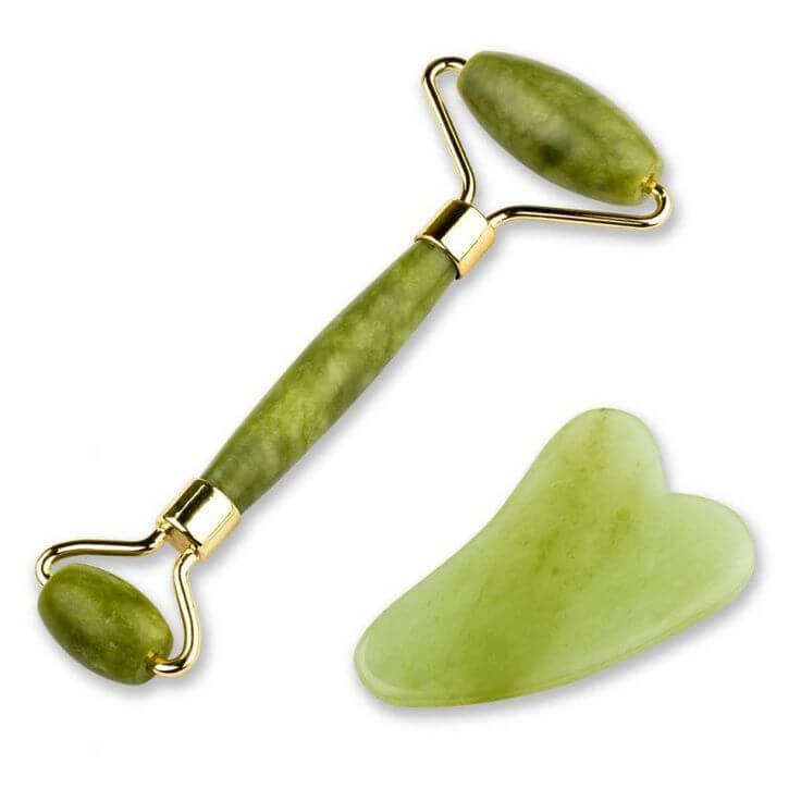 Σετ μασαζ προσώπου για αντιγήρανση Jade Roller &amp; Gua Sha