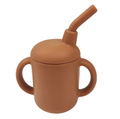 Baby Donkey Παιδικό Ποτήρι σιλικόνης με καλαμάκι (120ml)  6+ μηνών καφετί SILICONECUP1