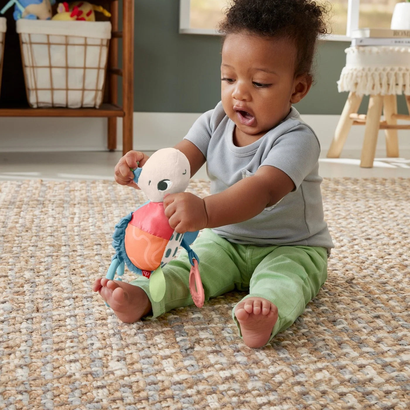 Fisher-Price Baby Stroller Toy Planet Friends Sea Me Bounce Turtle With Teether
