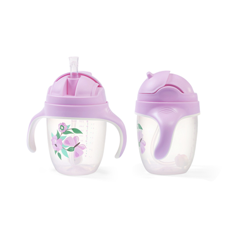 BabyOno Παιδικό ποτηράκι με καλαμάκι και βαρίδι που δε χύνεται ποτέ - Lilac BN1464/05