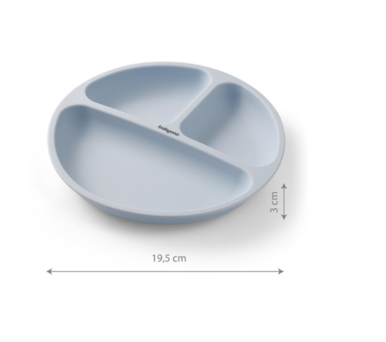 BabyOno: Πιάτο σιλικόνης με βεντούζες και χωρίσματα- Μπλε BN1482/01