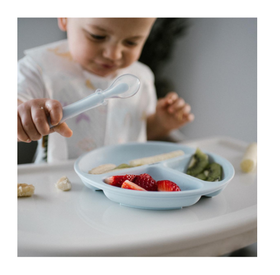 BabyOno: Πιάτο σιλικόνης με βεντούζες και χωρίσματα- Μπλε BN1482/01