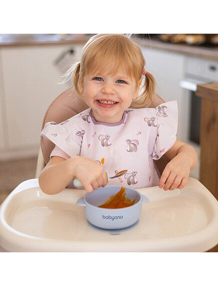 BabyOno: Μπολάκι σιλικόνης με λαβές, καπάκι &amp; βάση με βεντούζα - Μπλε BN1662/01
