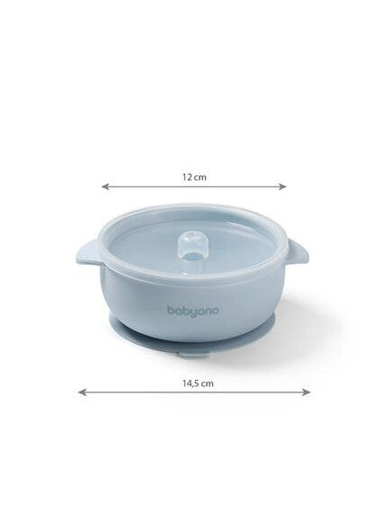 BabyOno: Μπολάκι σιλικόνης με λαβές, καπάκι &amp; βάση με βεντούζα - Μπλε BN1662/01