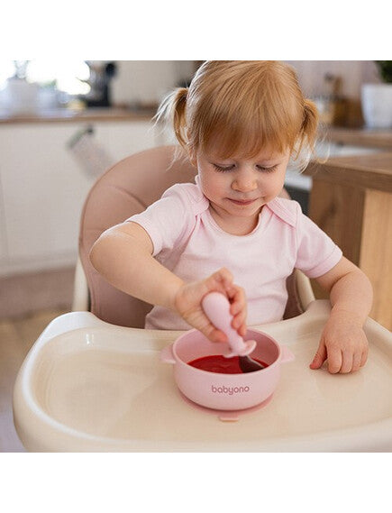 BabyOno: Μπολάκι σιλικόνης με λαβές, καπάκι &amp; βάση με βεντούζα - Ροζ BN1662/02