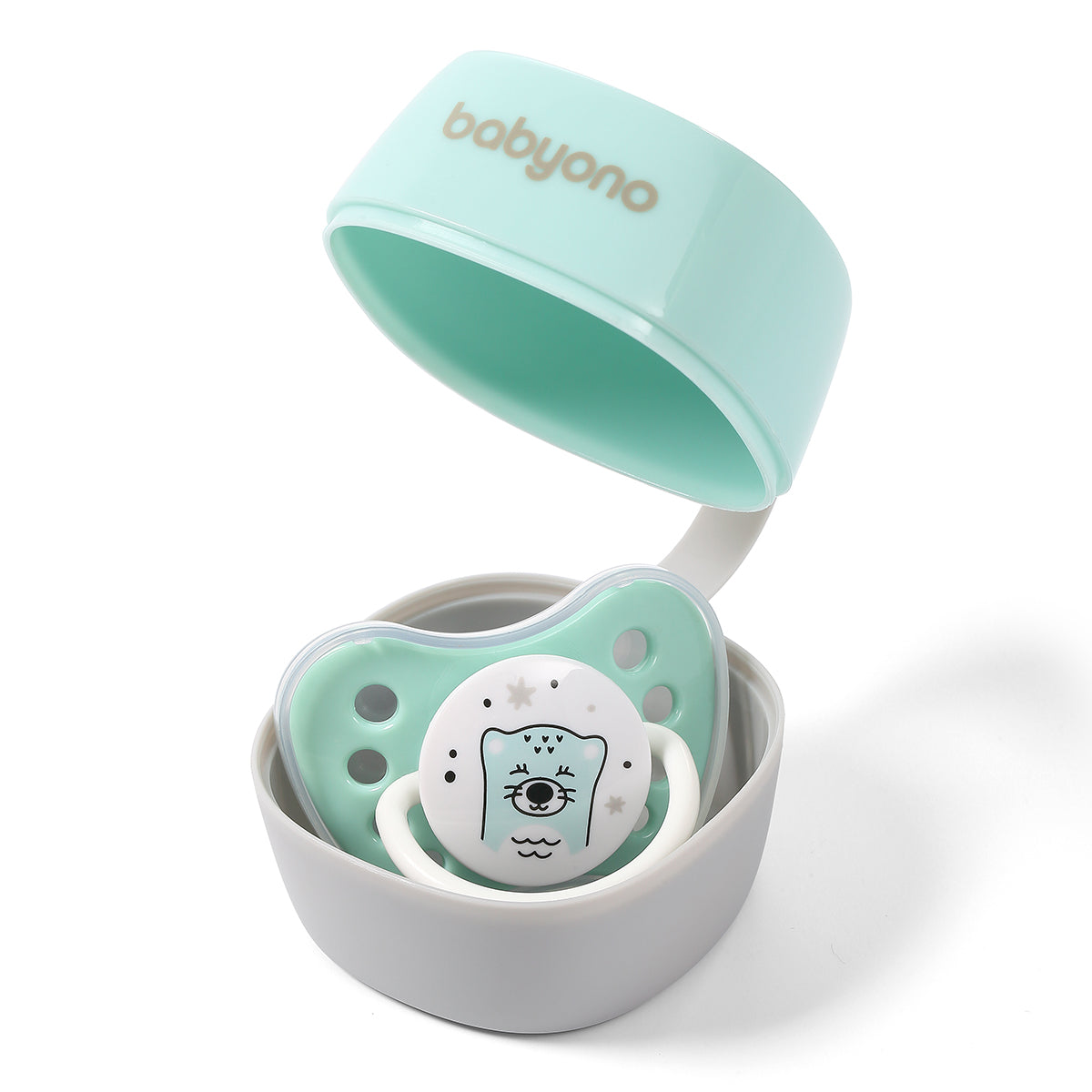 BabyOno: Θήκη πιπίλας - Γκρι και Μέντα BN535/02