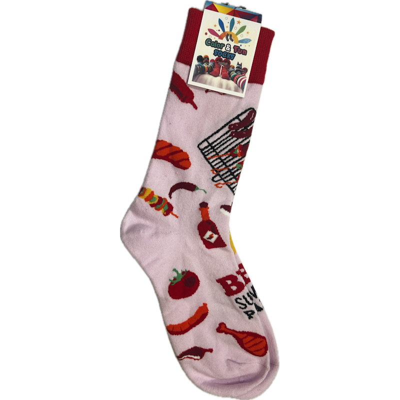 Color & Fun Socks Κάλτσες Εφηβικές-Ενηλίκων Barbeque Ροζ  Πολύχρωμο