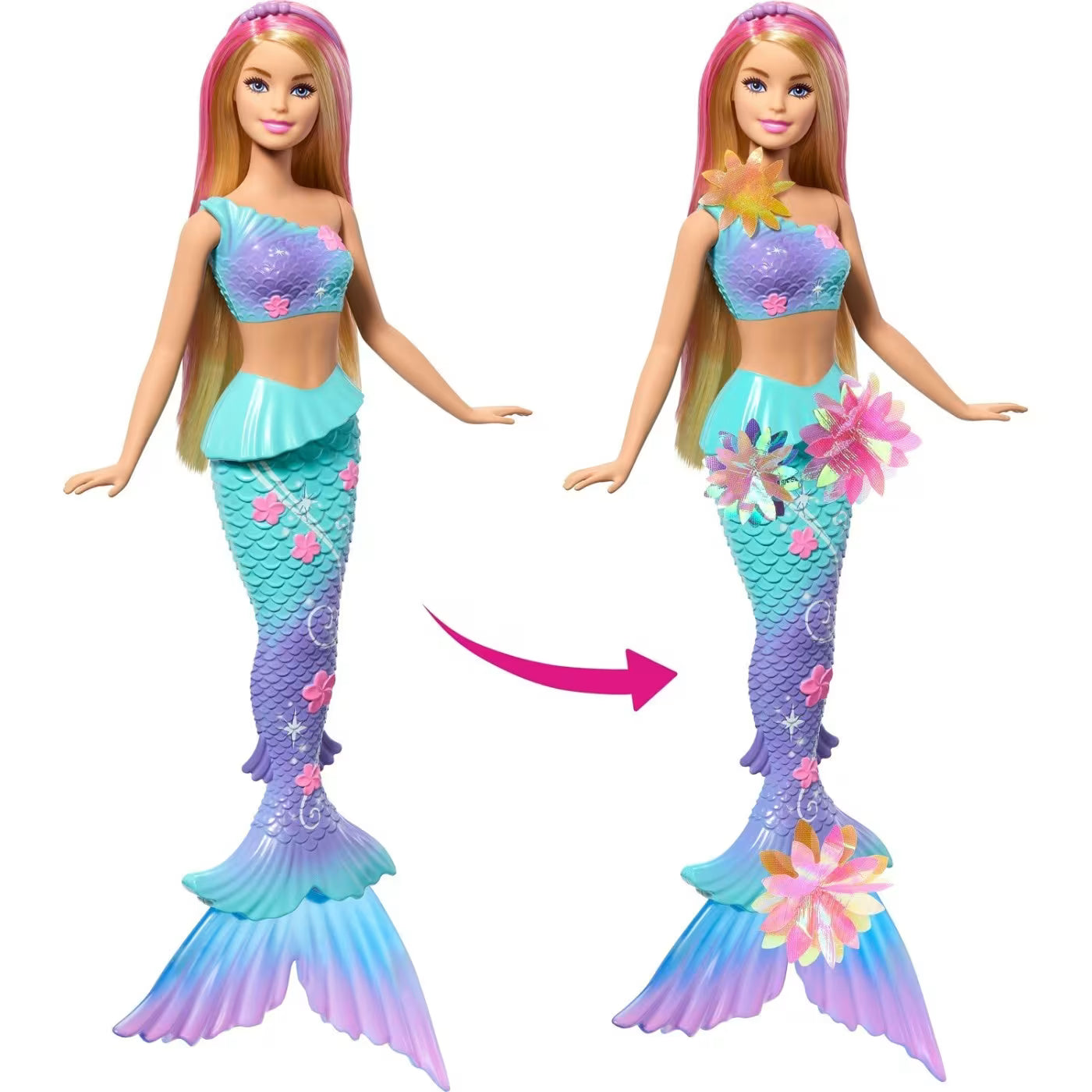 Mattel Barbie Flower Magic Mermaid Μαγική Γοργόνα Που Ανθίζει Κούκλα JDM72