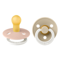 Bibs σετ πιπίλες 2τμχ–colour latex– blush/Vanilla glow– στρόγγυλη  No1