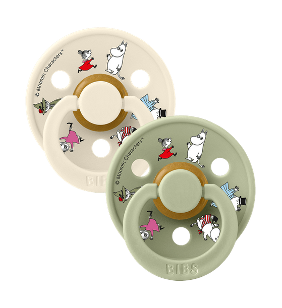 Bibs X Moomins colour Σετ πιπίλες 2τμχ – FRIENDS IVORY/SAGE MIX – Στρογγυλη No1 11031101