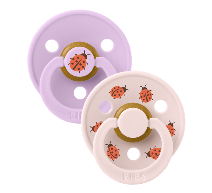 Bibs–studio colour collection σετ πιπίλες 2τμχ– ladybug latex violet sky mix–στρόγγυλη No1 11025103