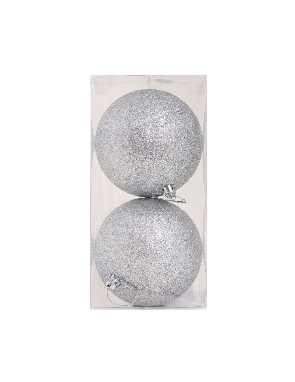 Φ10εκ. Ασημί Πλαστική Μπάλα Glitter Σετ 2 Τμχ.