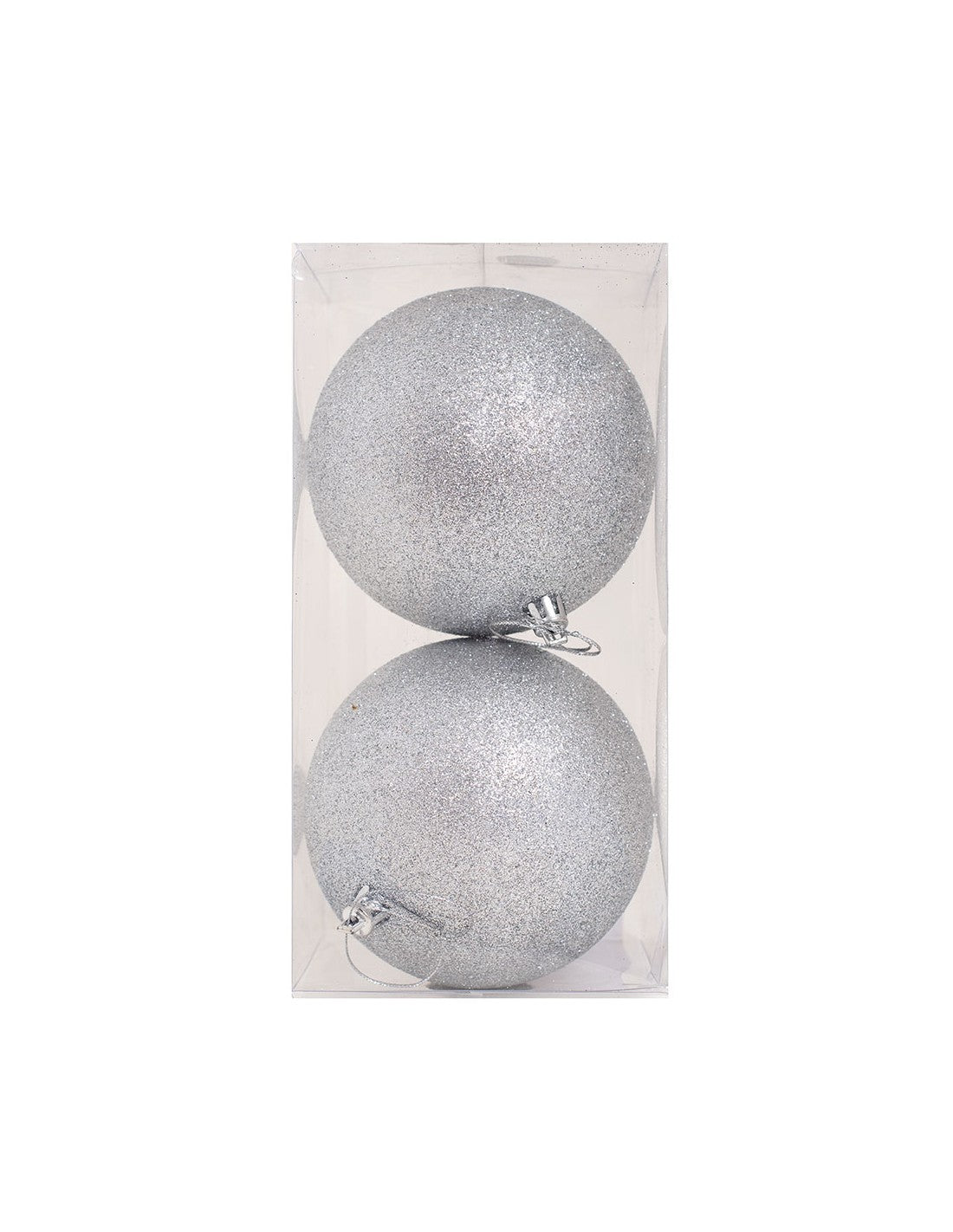 Φ10εκ. Ασημί Πλαστική Μπάλα Glitter Σετ 2 Τμχ.