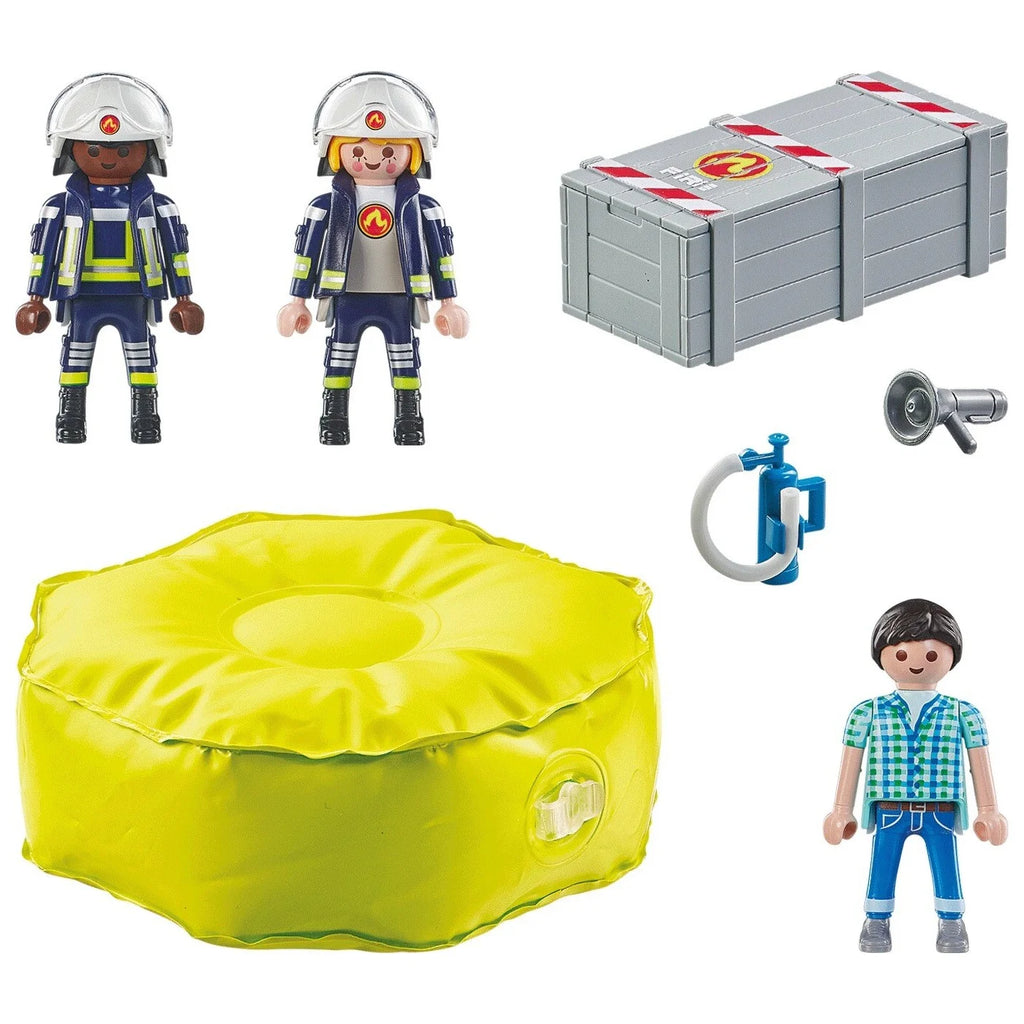 Playmobil city action πυροσβέστες με στρώμα διάσωσης 71465