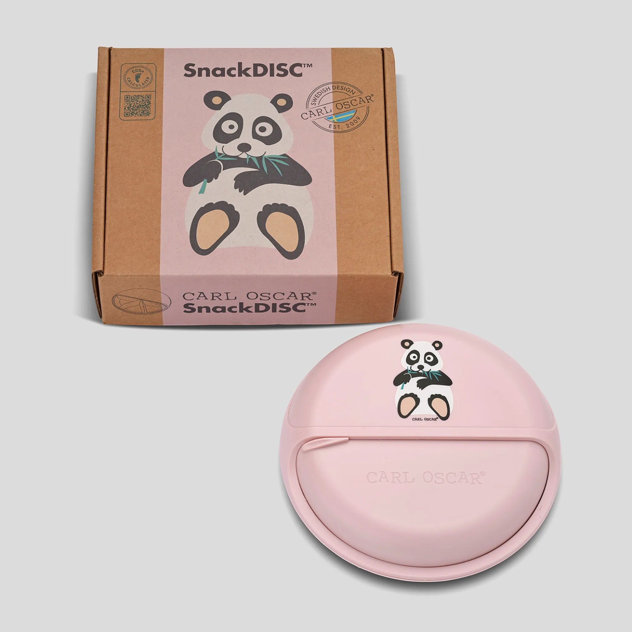 CARL OSCAR. Φαγητοδοχείο στρογγυλό με θήκες O15εκ. SnackDISC™ Πάντα - Ροζ