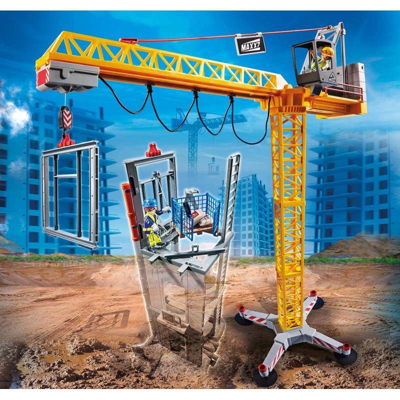 Playmobil Ανυψωτικός Γερανός Βαρέως Τύπου Με Τηλεχειριστήριο Και Σκαλωσιές 70441