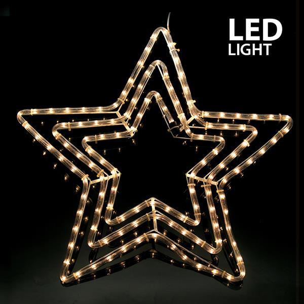 Αστέρι Τριπλό 4.7m Led Φωτοσωλήνας Μονοκάναλος με Πρόγραμμα, Θερμό Λευκό 60x60εκ. IP44