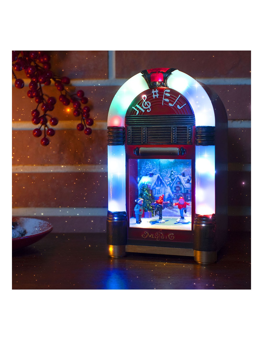 Διακοσμητικό Jukebox με Led, Μουσική και Κίνηση 13x12x22εκ.