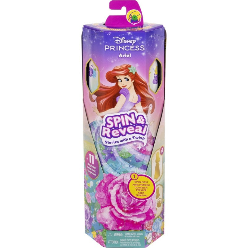 Disney Princess Spin & Reveal Κούκλα Άριελ με 11 Εκπλήξεις (HTV88)