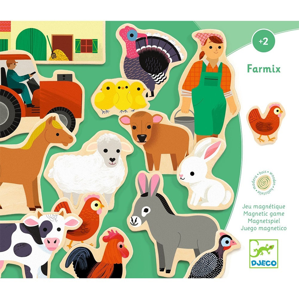 Djeco Ξύλινα μαγνητάκια Φάρμα 24 τεμ. 03127