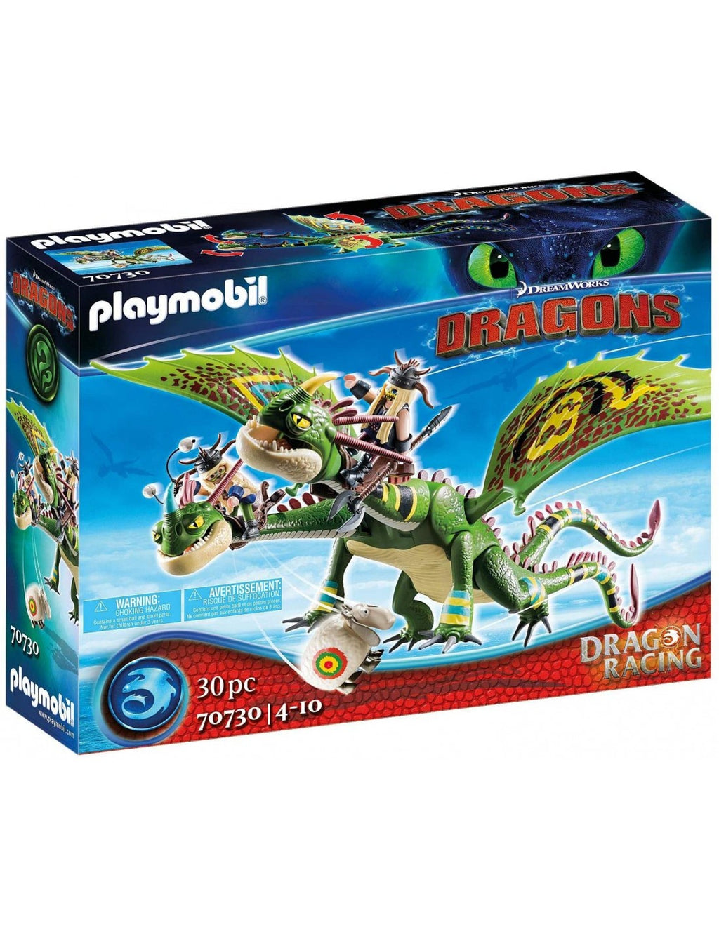 Playmobil Dreamworks Dragon Racing: Πέτρος Και Πέτρα Με Δικέφαλο Δράκο Ρέψιμο Και Αναγούλα 70730
