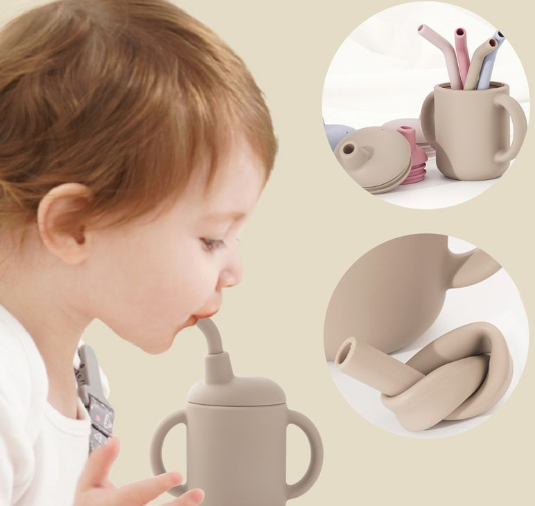 Baby Donkey Παιδικό Ποτήρι σιλικόνης με καλαμάκι (120ml)  6+ μηνών γαλάζιο SILICONECUP5